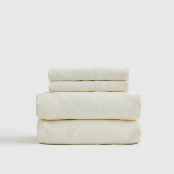 Quince 100% Linen Ivory Sheets & 2 Pillowcases Set! King! (991)